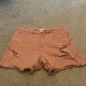 Pink LC denim distressed shorts